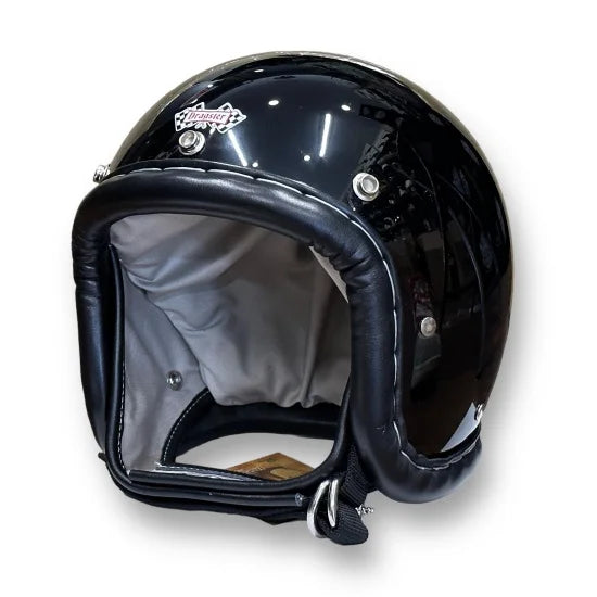 DRAGSTER LEATHER TRIM HELMET BLACK