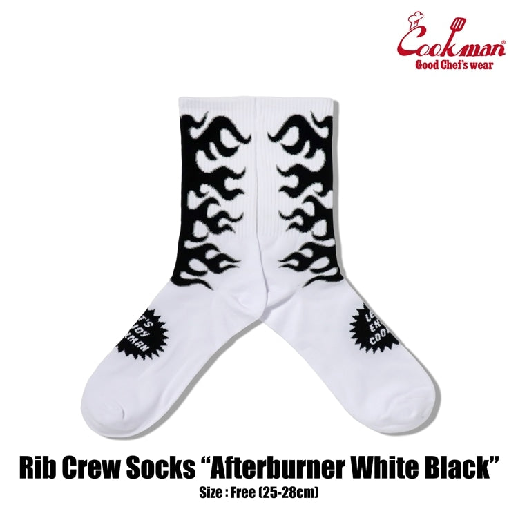 ソックス Rib Crew Socks Afterburner White Black 233-53956