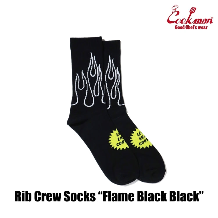 ソックス Rib Crew Socks Flame Black Black 233-53958