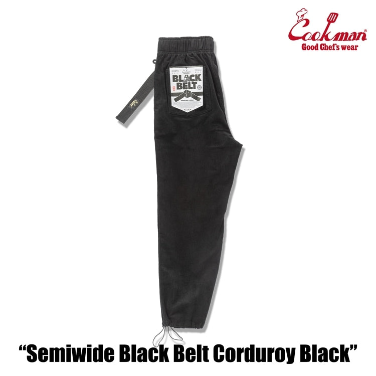 シェフパンツ Chef Pants SemiwideBlack Belt Corduroy Black 231-53827