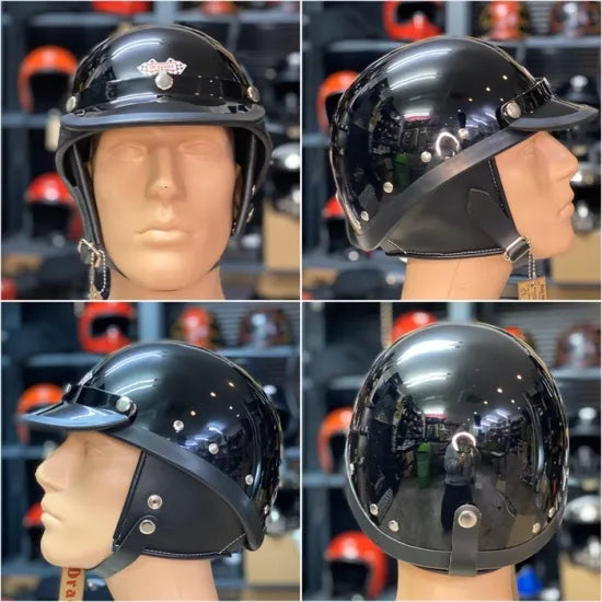 DRAGSTER RETRO HALF HELMET BLACK