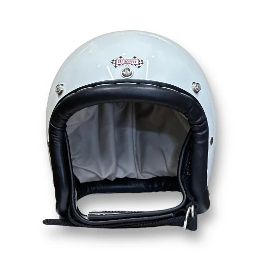 DRAGSTER LEATHER TRIM HELMET WHITE