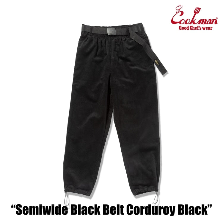 シェフパンツ Chef Pants SemiwideBlack Belt Corduroy Black 231-53827