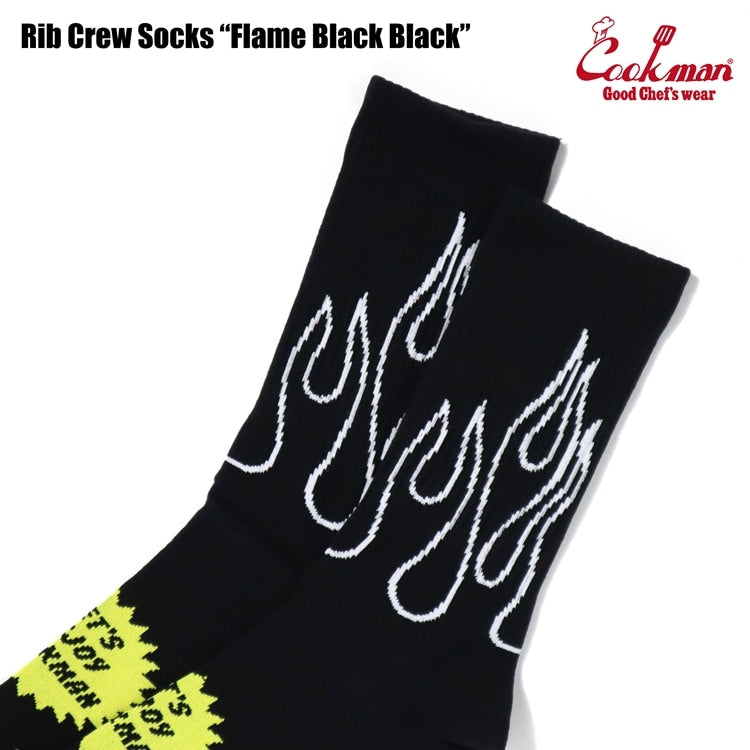 ソックス Rib Crew Socks Flame Black Black 233-53958