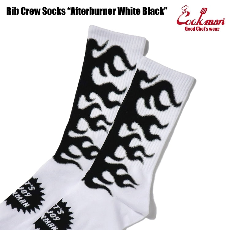 ソックス Rib Crew Socks Afterburner White Black 233-53956