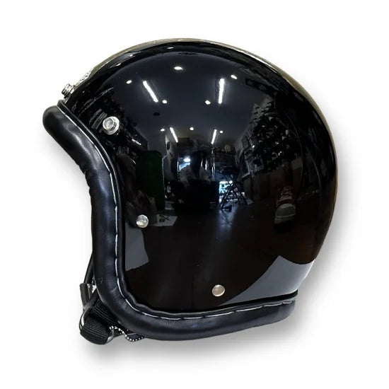 DRAGSTER LEATHER TRIM HELMET BLACK