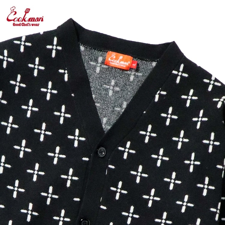 カーディガン Knitted Cardigan Bandanna Cross Black 231-53531