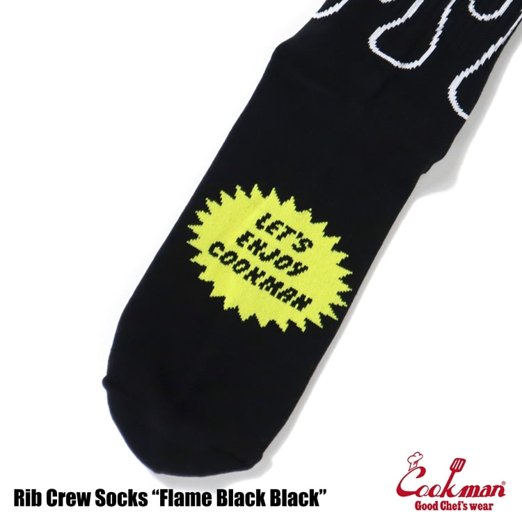 ソックス Rib Crew Socks Flame Black Black 233-53958
