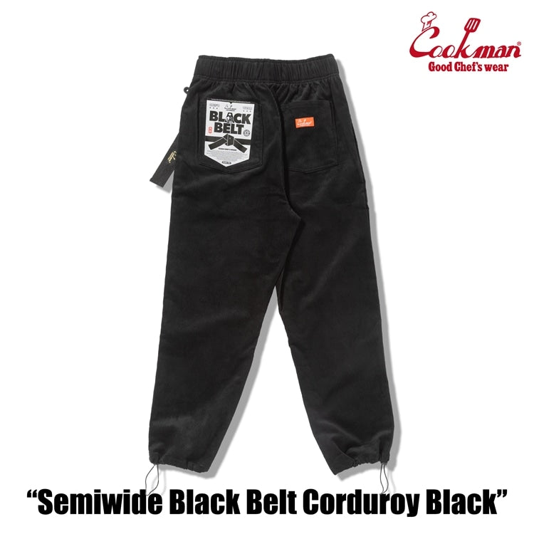 シェフパンツ Chef Pants SemiwideBlack Belt Corduroy Black 231-53827