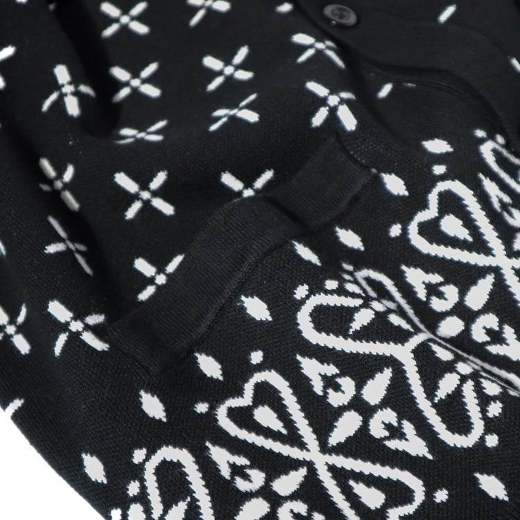 カーディガン Knitted Cardigan Bandanna Cross Black 231-53531