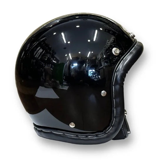 DRAGSTER LEATHER TRIM HELMET BLACK