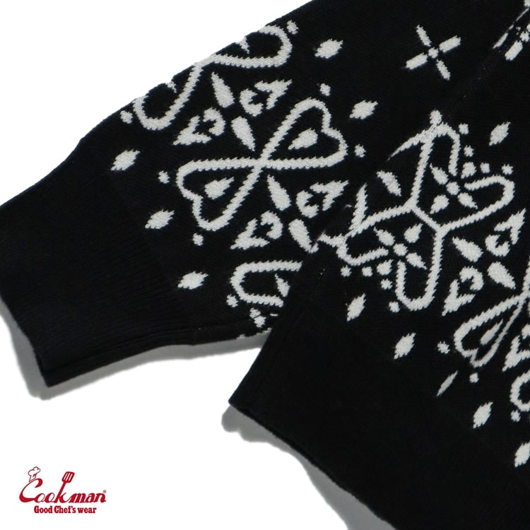 カーディガン Knitted Cardigan Bandanna Cross Black 231-53531