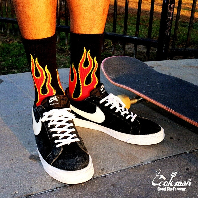 ソックス Rib Crew Socks Flame Black / Red 233-34946