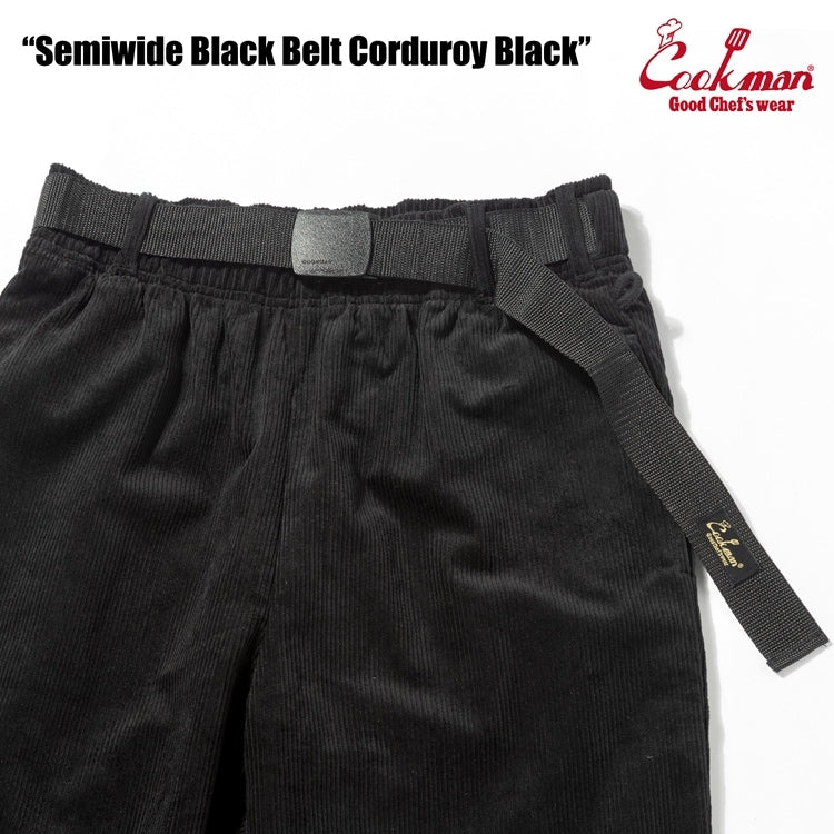 シェフパンツ Chef Pants SemiwideBlack Belt Corduroy Black 231-53827
