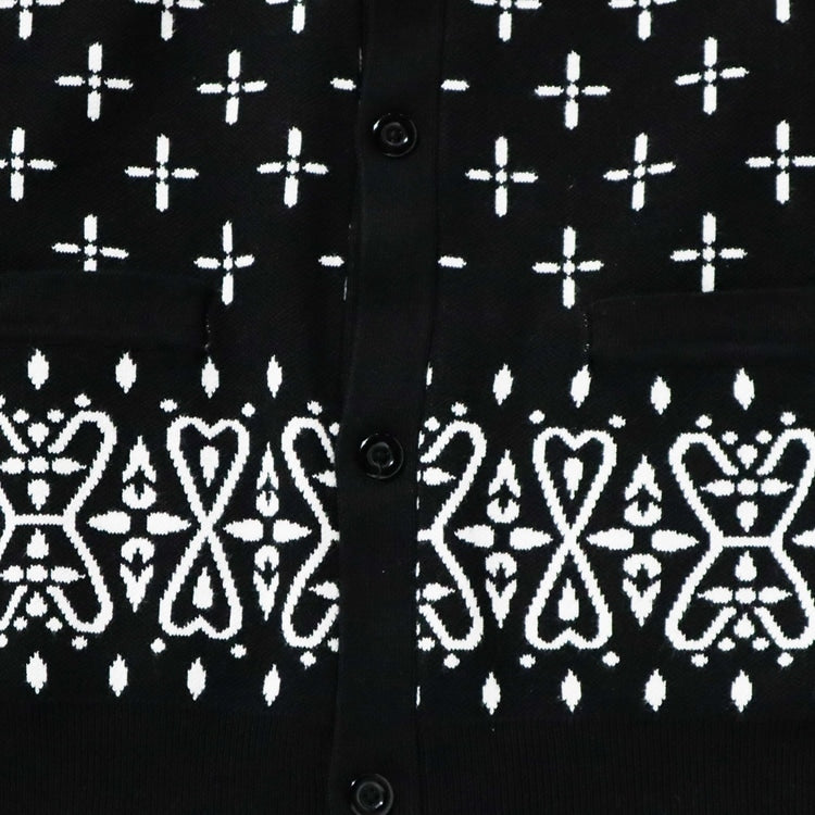 カーディガン Knitted Cardigan Bandanna Cross Black 231-53531