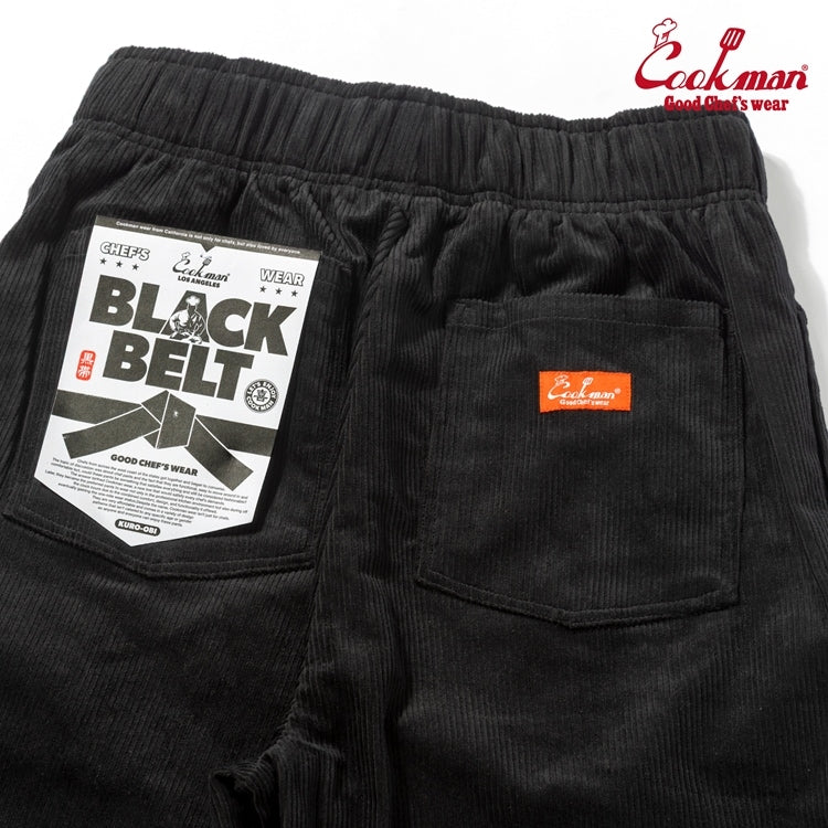 シェフパンツ Chef Pants SemiwideBlack Belt Corduroy Black 231-53827