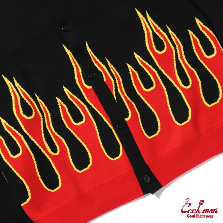 カーディガン Knitted Cardigan Flame Black 231-53535