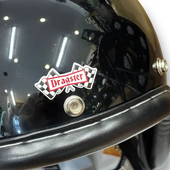 DRAGSTER LEATHER TRIM HELMET BLACK