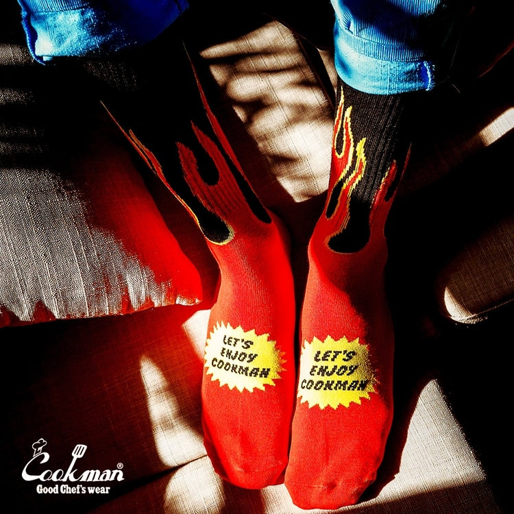ソックス Rib Crew Socks Flame Black / Red 233-34946
