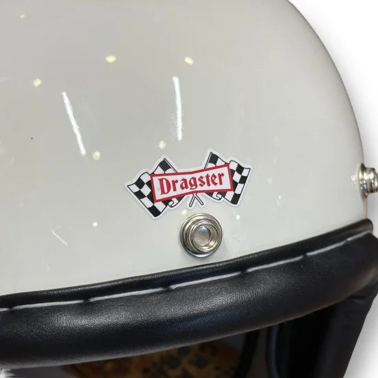 DRAGSTER LEATHER TRIM HELMET WHITE