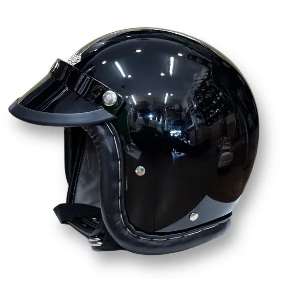 DRAGSTER LEATHER TRIM HELMET BLACK