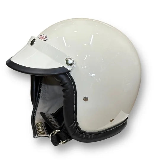 DRAGSTER LEATHER TRIM HELMET WHITE