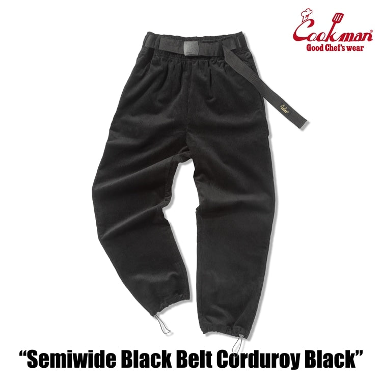 シェフパンツ Chef Pants SemiwideBlack Belt Corduroy Black 231-53827