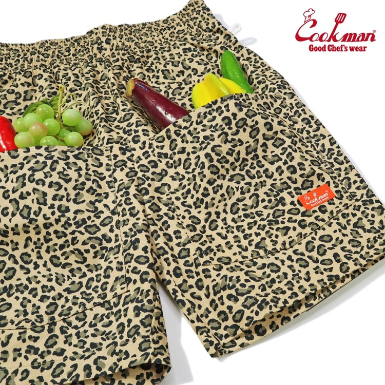 シェフパンツ Chef Pants Short Front pocket Leopard Beige 231-41981