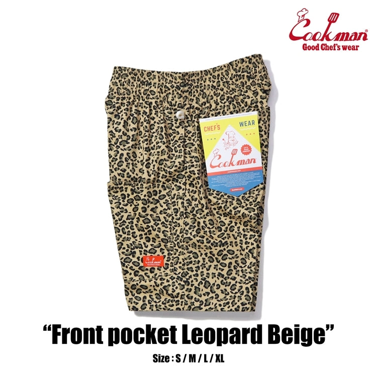 シェフパンツ Chef Pants Short Front pocket Leopard Beige 231-41981