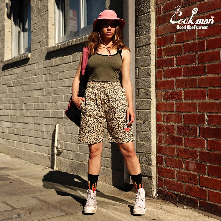 シェフパンツ Chef Pants Short Front pocket Leopard Beige 231-41981
