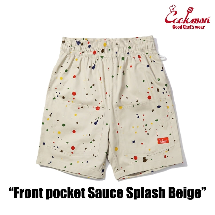 シェフパンツ Chef Pants Short Front pocket Sauce Splash Beige 231-41980