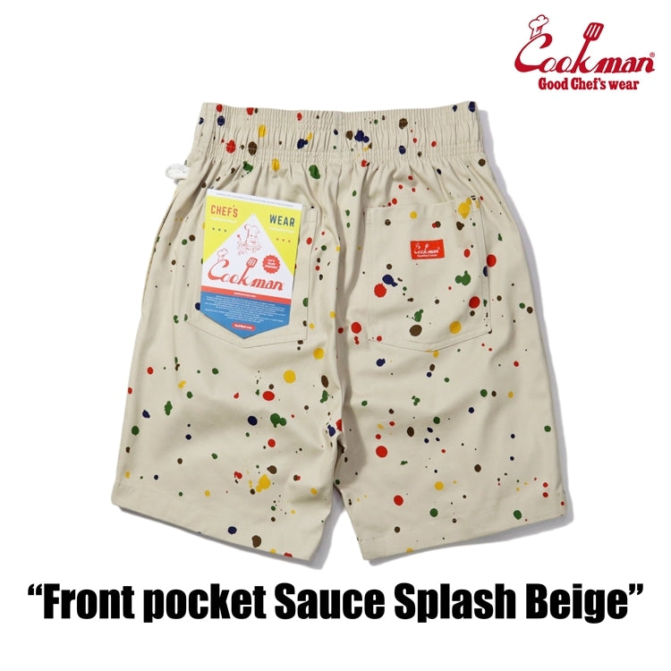 シェフパンツ Chef Pants Short Front pocket Sauce Splash Beige 231-41980