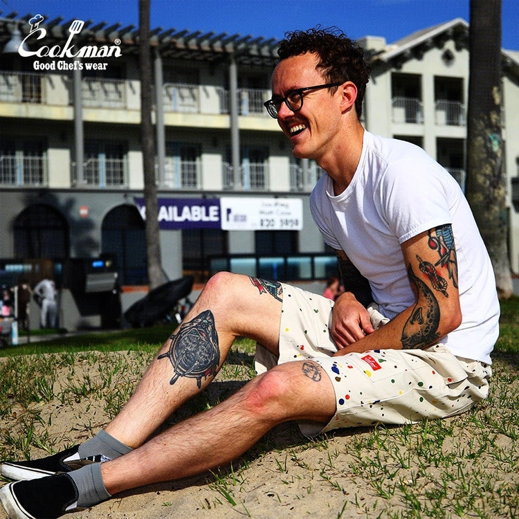 シェフパンツ Chef Pants Short Front pocket Sauce Splash Beige 231-41980
