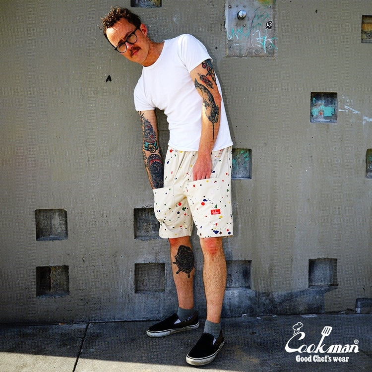 シェフパンツ Chef Pants Short Front pocket Sauce Splash Beige 231-41980
