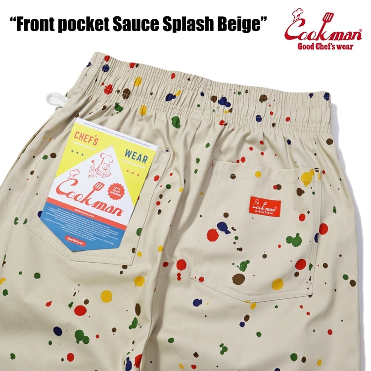 シェフパンツ Chef Pants Short Front pocket Sauce Splash Beige 231-41980
