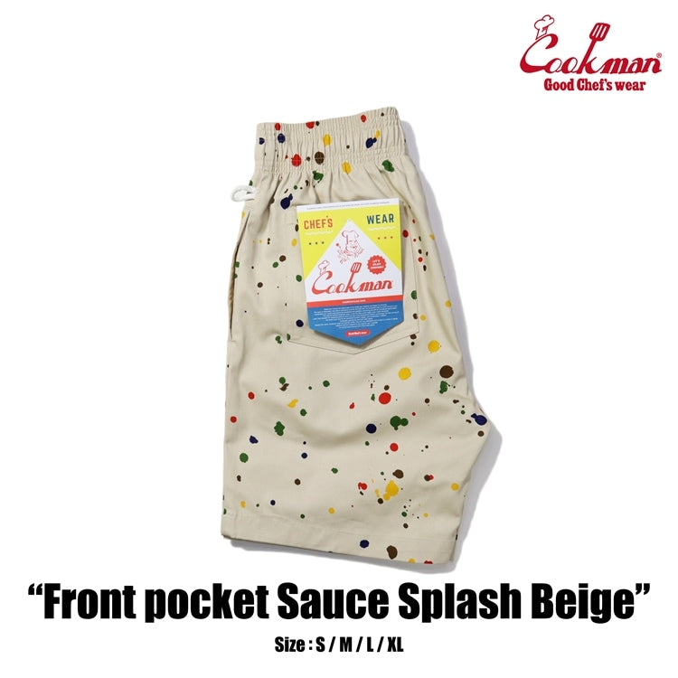 シェフパンツ Chef Pants Short Front pocket Sauce Splash Beige 231-41980