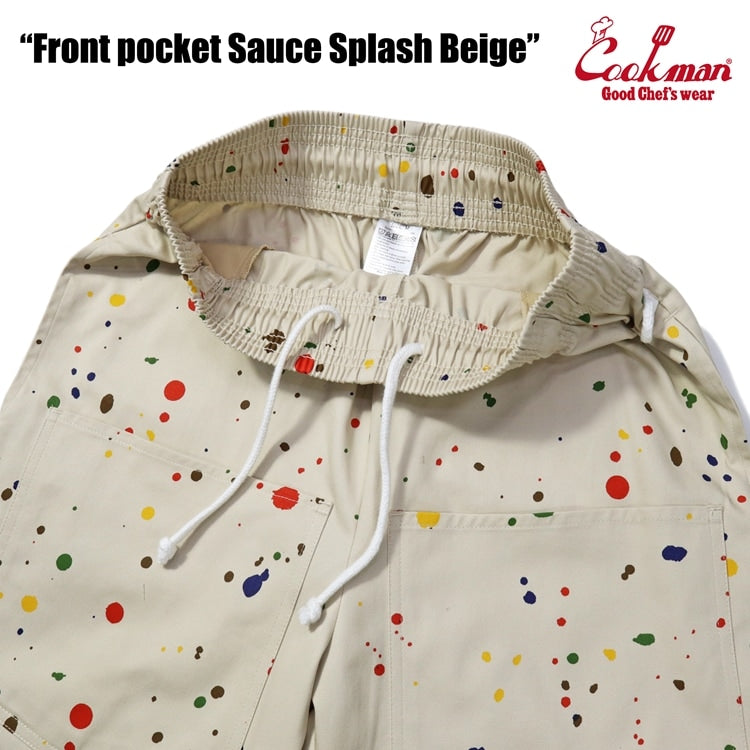 シェフパンツ Chef Pants Short Front pocket Sauce Splash Beige 231-41980