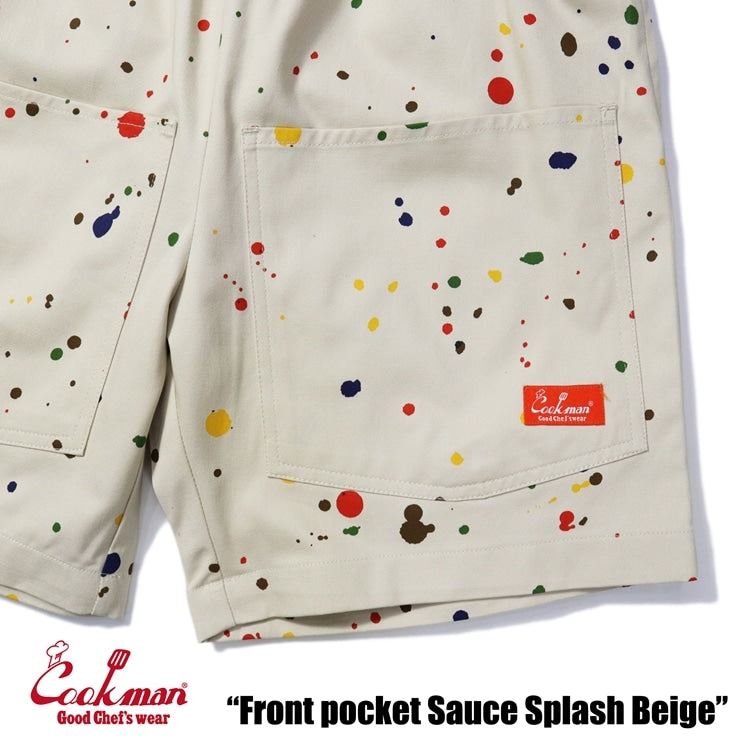 シェフパンツ Chef Pants Short Front pocket Sauce Splash Beige 231-41980