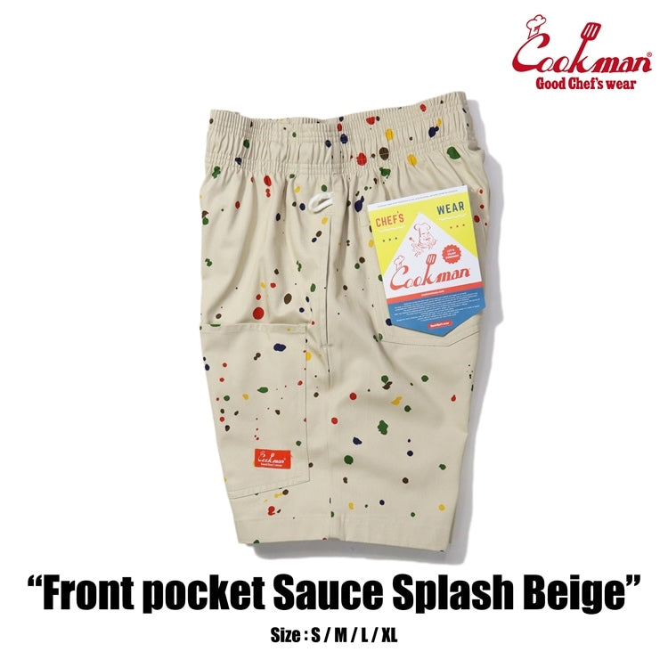 シェフパンツ Chef Pants Short Front pocket Sauce Splash Beige 231-41980