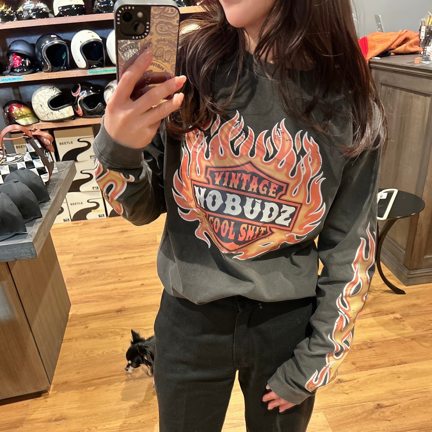 NOBUDZ TRIPLE FLAMES LONG SLEEVE TEE