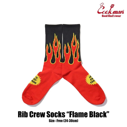 ソックス Rib Crew Socks Flame Black / Red 233-34946