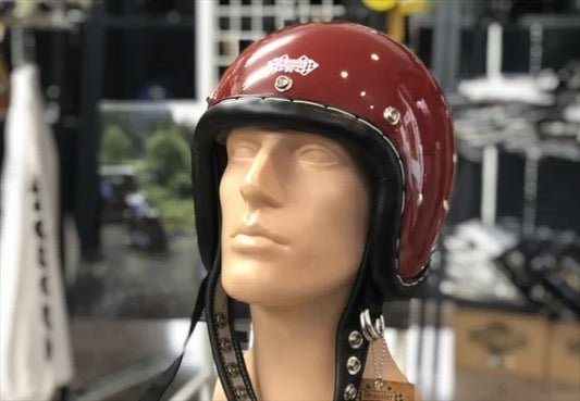 DRAGSTER LEATHER TRIM HELMET DARK RED