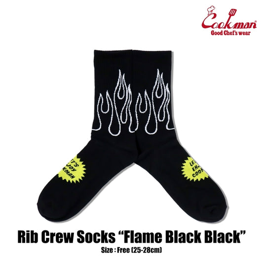 ソックス Rib Crew Socks Flame Black Black 233-53958