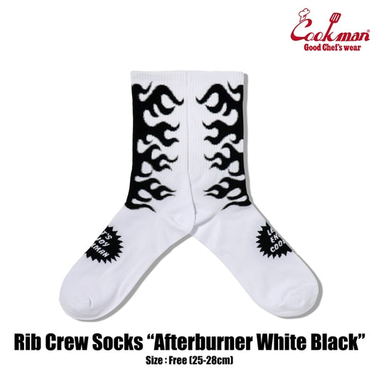 ソックス Rib Crew Socks Afterburner White Black 233-53956