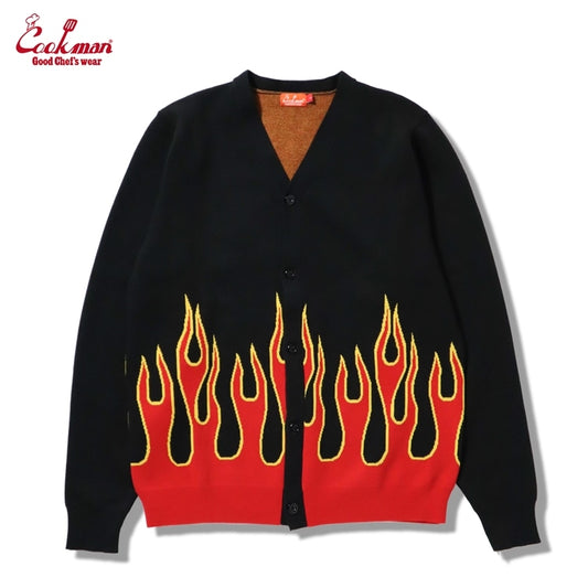 カーディガン Knitted Cardigan Flame Black 231-53535