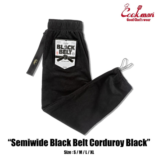 シェフパンツ Chef Pants SemiwideBlack Belt Corduroy Black 231-53827