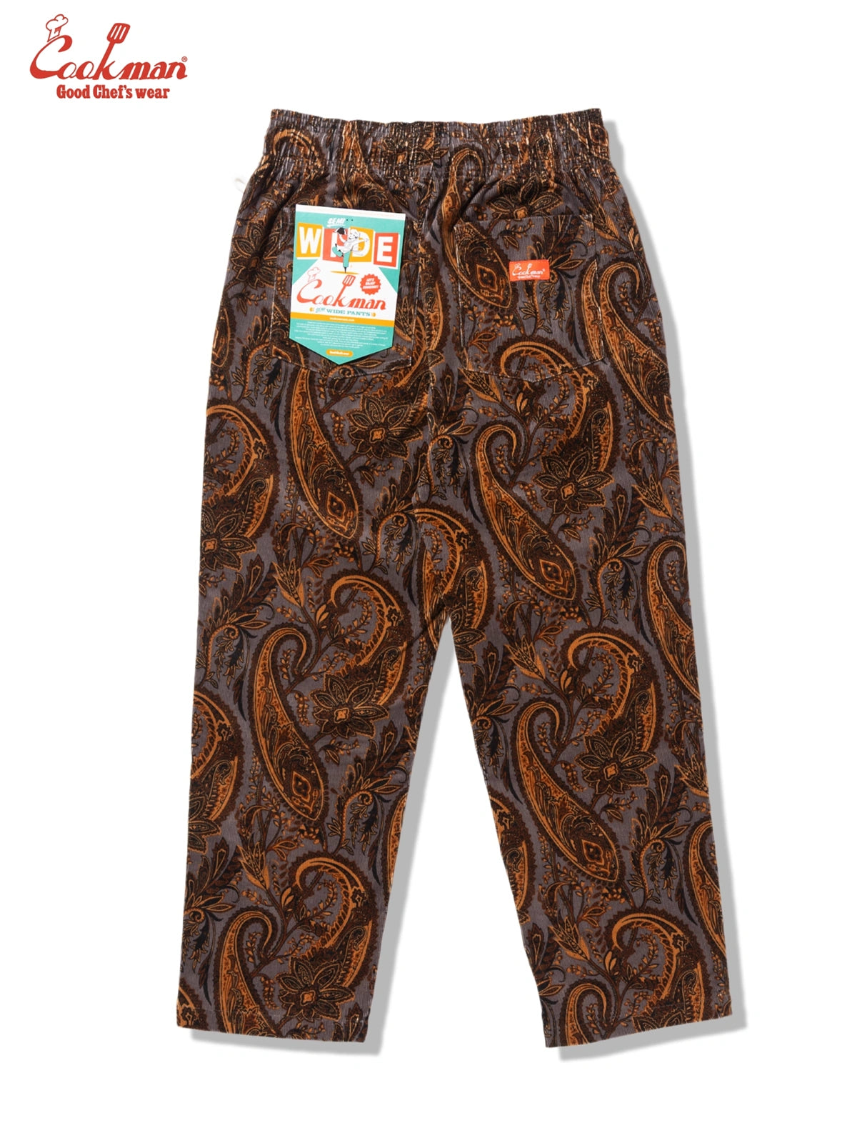 シェフパンツ Chef Pants Semiwide Corduroy Paisley Brown 231-63825