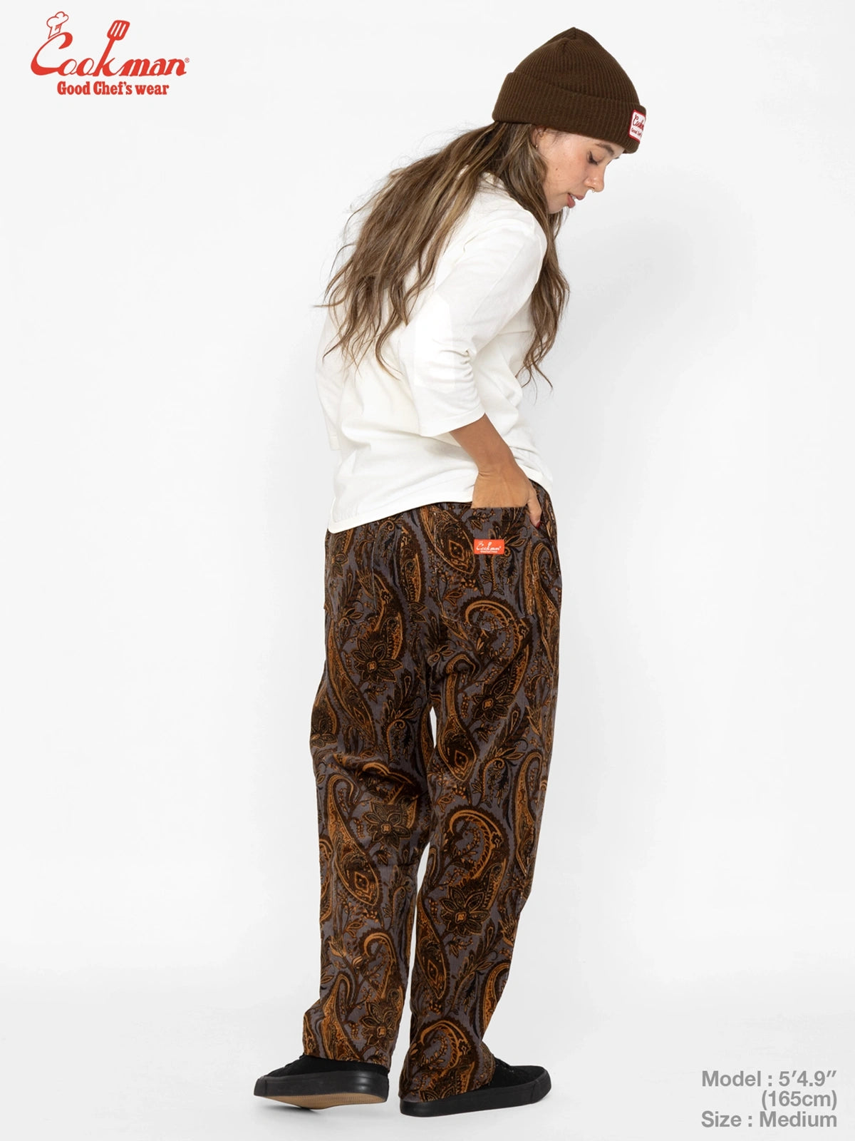 シェフパンツ Chef Pants Semiwide Corduroy Paisley Brown 231-63825