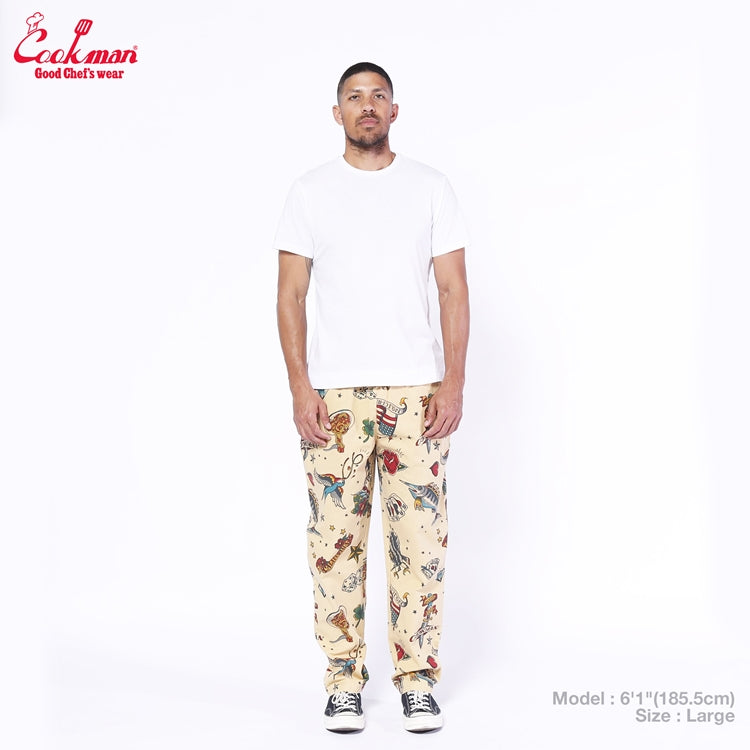 シェフパンツ Chef Pants Old Tattoo Beige 231-51801
