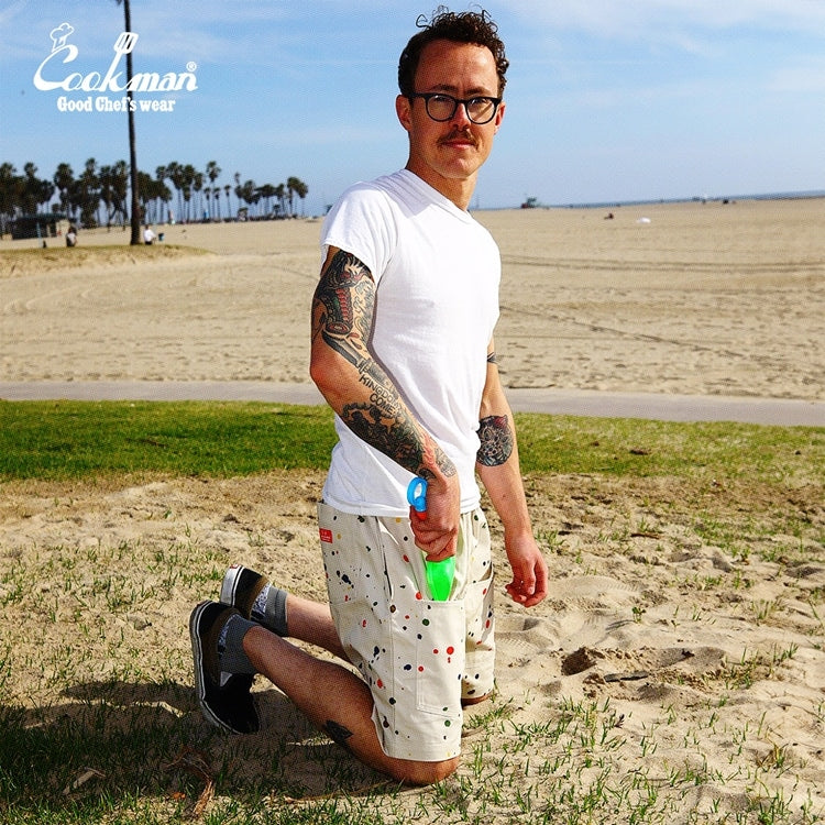 シェフパンツ Chef Pants Short Front pocket Sauce Splash Beige 231-41980